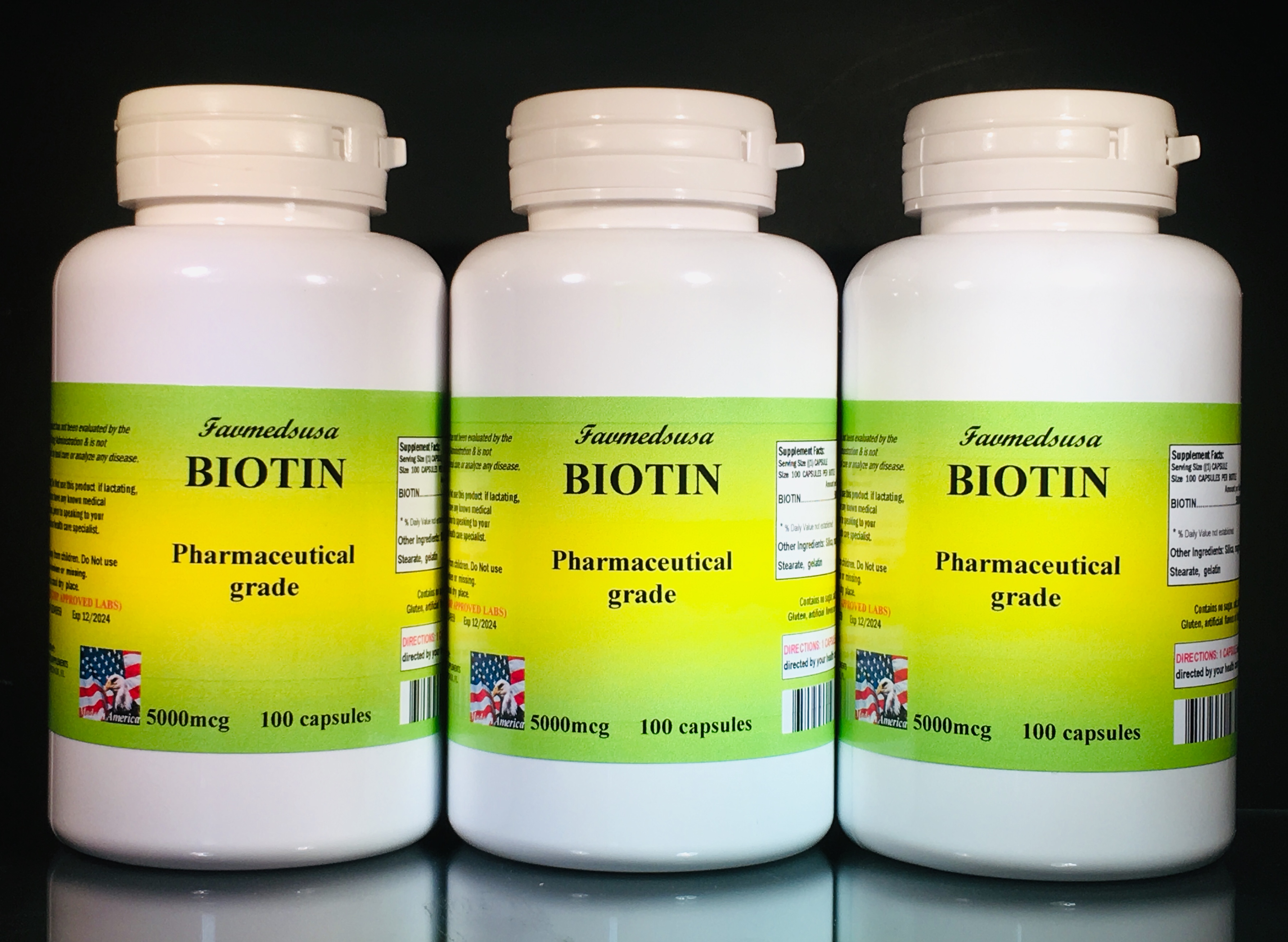 Biotin 5000 mcg, Vitamin H - 300 (3x100) capsules